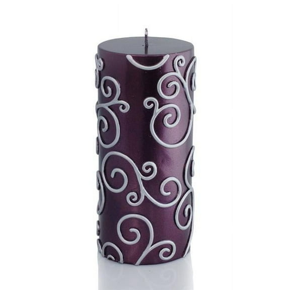 Jeco CPZ-110 3 x 6 in. Scroll Pillar Candle, Purple