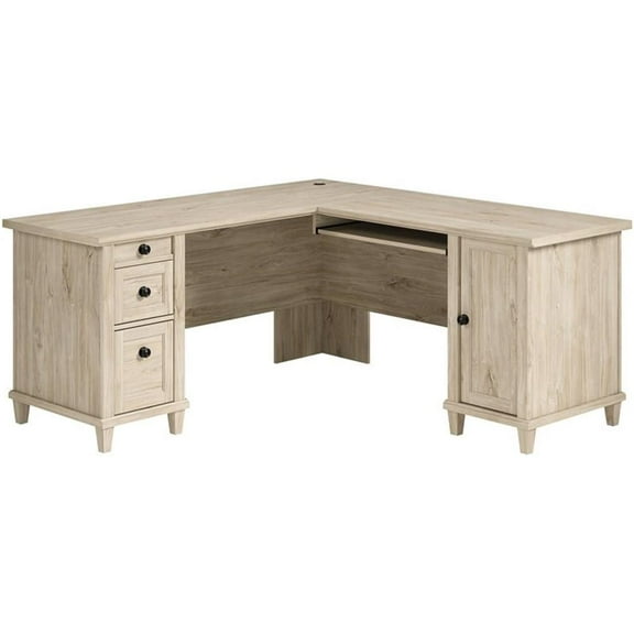 UrbanPro Traditional Engineered Wood L-Shaped Desk in Chalk Oak