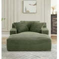 thumbnail image 4 of AENKYO Oversized Corduroy Chaise Lounge Chair – Extra Wide Cloud Couch Daybed with 3 Pillows, No Assembly, Deep Seat Sleeper Sofa for Living Room & Bedroom, Green, 4 of 8