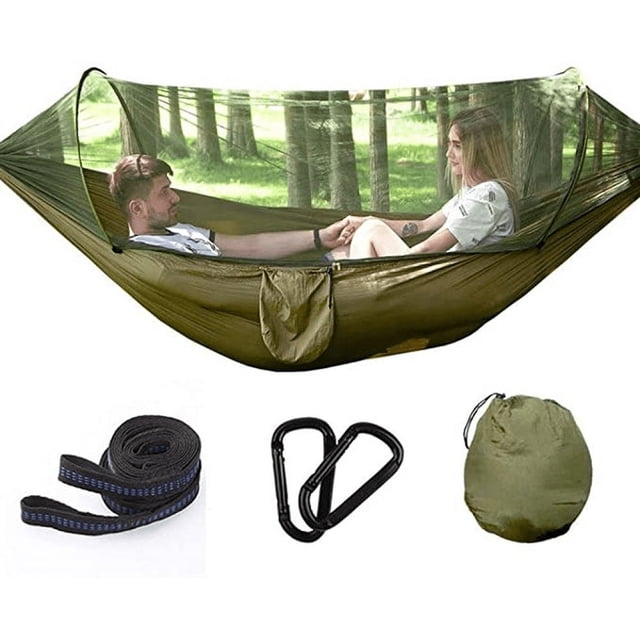 Double Camping Hammock Mosquito Net Tree Hammocks Tent Strong Tree Straps Hooks
