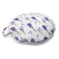 thumbnail image 1 of Floral Round Floor Cushion with Handle, Image of Repeated Lavender Bouquets from Summer on Plain Backdrop, Decorative Pillow for Living Room & Dorms, 18" Round, Violet Fern Green, by Ambesonne, 1 of 4