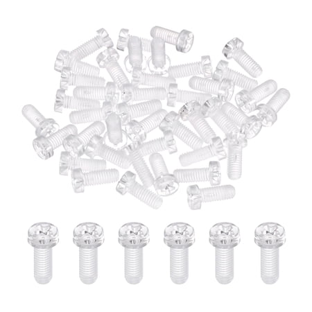 Uxcell 40Pcs Clear Acrylic Screws M5x12mm PC Plastic Phillips Round Head Bolts