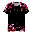 thumbnail image 4 of Hyknon Hauts pour Femmes Été Saint-Valentin Imprimé Amour Manches Courtes Décontracté Col Rond Pull-Over Doux Polyvalent pour Femmes, 4 of 5