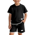 thumbnail image 7 of KPOPLK Toddler Baby Girl Summer Clothes 0 3 6 9 12 18 Months 2T 3T 4T Set Short Sleeves T-Shirt Tee Tops + Shorts Cute Outfits Set(10-11 Years,Black), 7 of 7