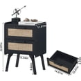 thumbnail image 2 of Rattan Nightstand, Boho End Table with 2 Drawers Bedroom Bedside Side Tables Black Night Stand for Living Room, Bedroom, Dorm Room Essentials, 2 of 8