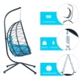 thumbnail image 5 of UHOMEPRO Outdoor Egg Chair, Patio PE Wicker Swing Egg Chair with Stand, Cushion and Headrest, All-Weather Rattan Hanging Basket Chair Hammock Chair for Home Bedroom Patio Balcony, Light Blue, 5 of 7