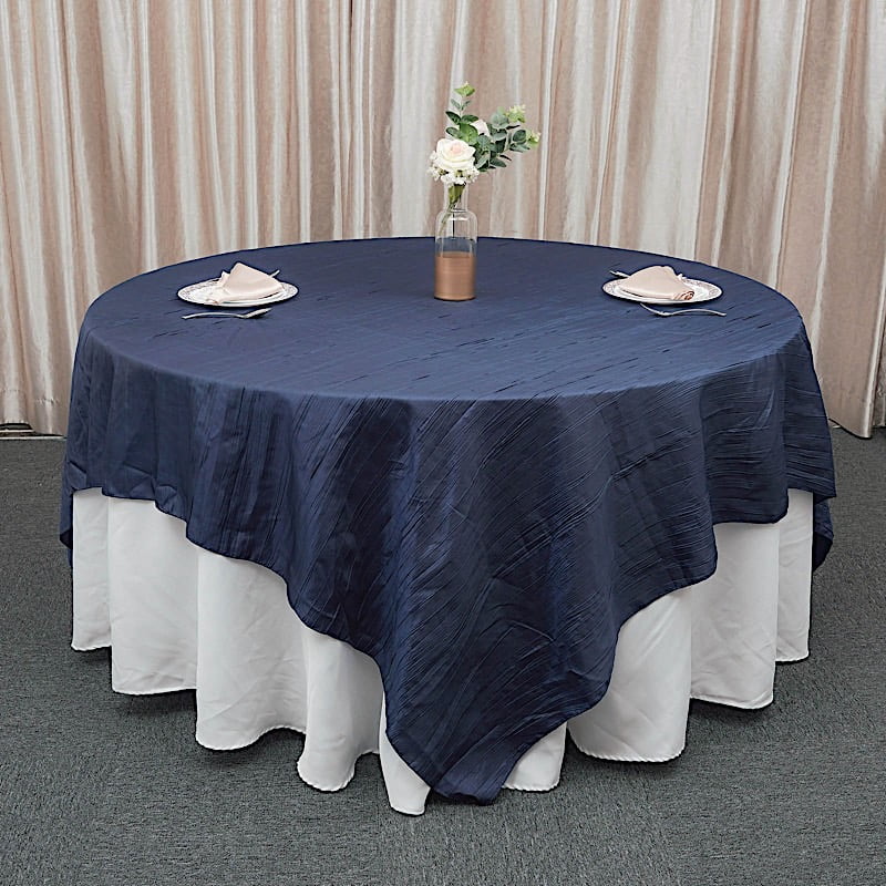 BalsaCircle 90x90-Inch Navy Blue Metallic Crinkled Taffeta Square Table ...