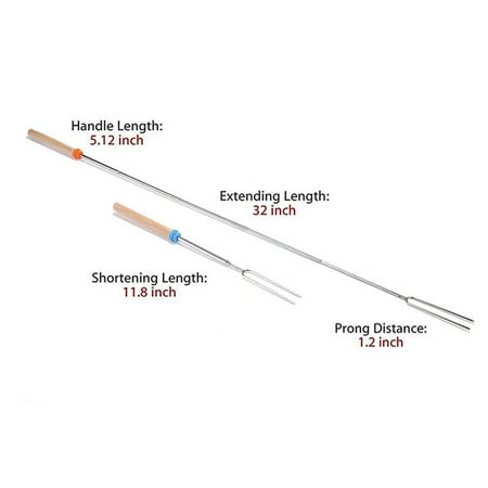 

Telescoping BBQ Stick Metal High Temperature Resistance Fork Gadget for Father Fishing Grilling Meat Skewers Fork