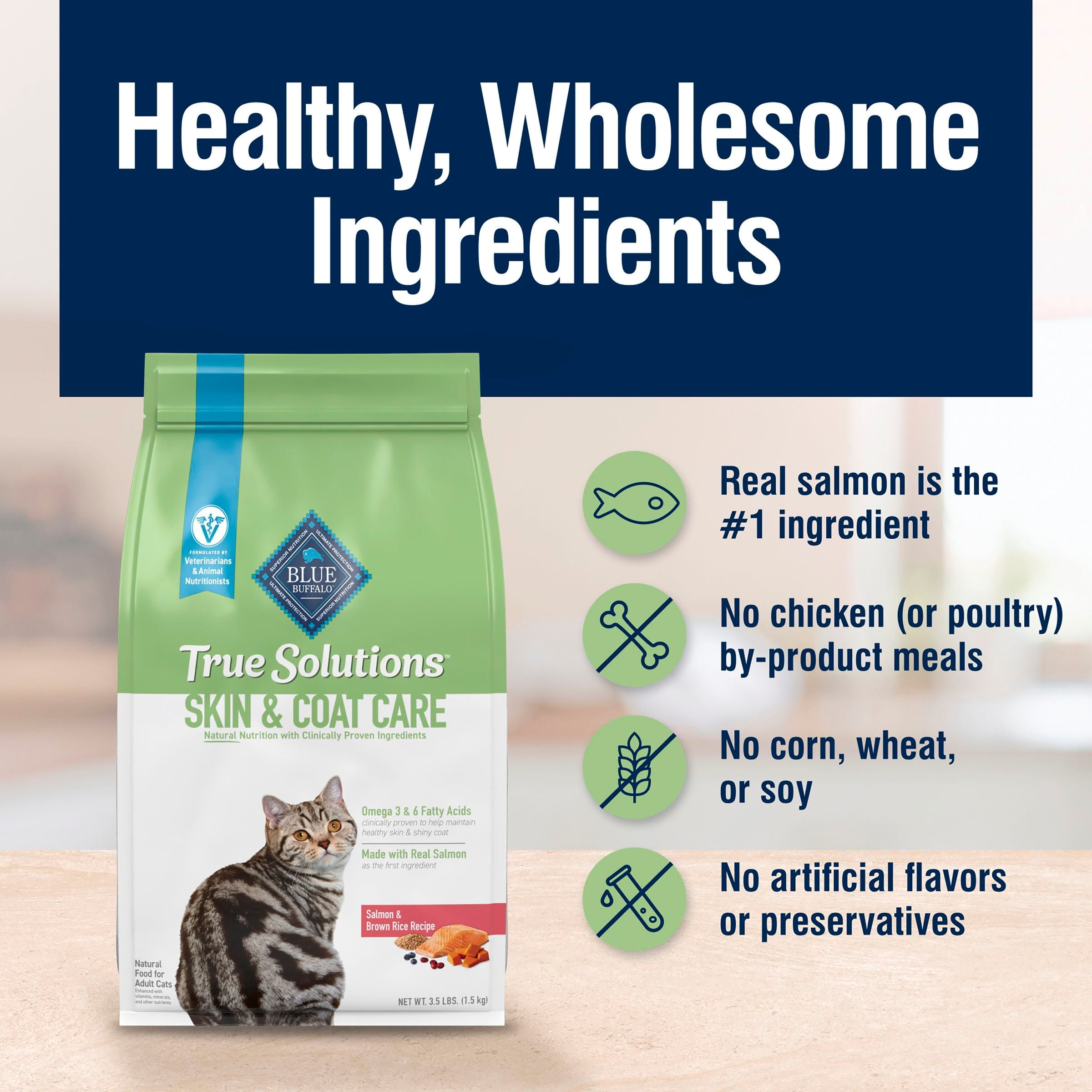 Blue Buffalo True Solutions Skin & Coat Care Natural Dry Cat Food, Salmon, 3.5-lb. Bag
