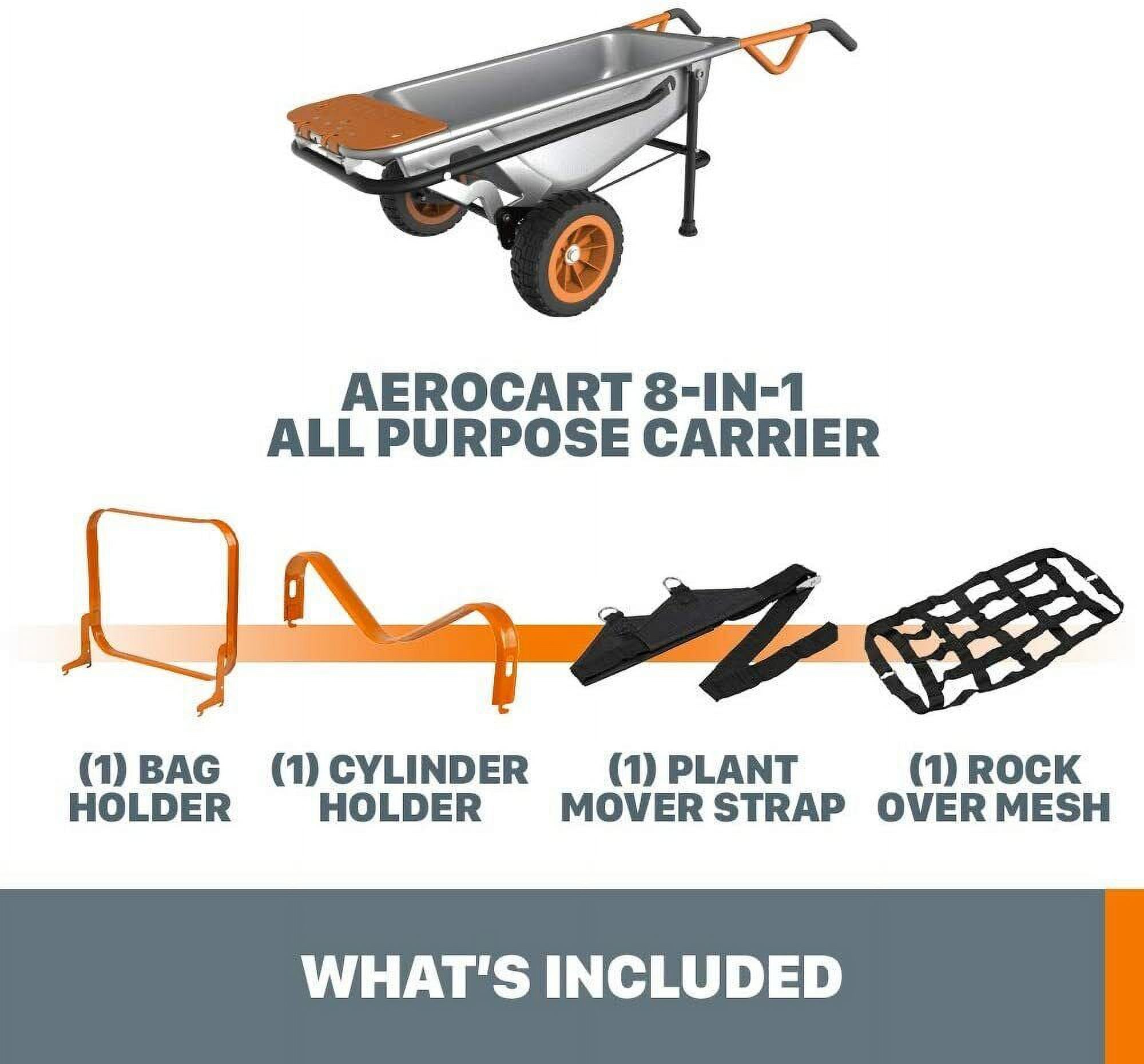 Worx WG050 Aerocart 8-in-1 Yard Cart / Wheelbarrow / Dolly - image 3 of 29