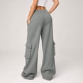 thumbnail image 4 of TRUNZI Sweatpants for Women Wide Leg Baggy Stretchy High Waist Tummy Control Drawstring Casual Joggers with Side Flap Pockets,Gray,Size L, 4 of 9