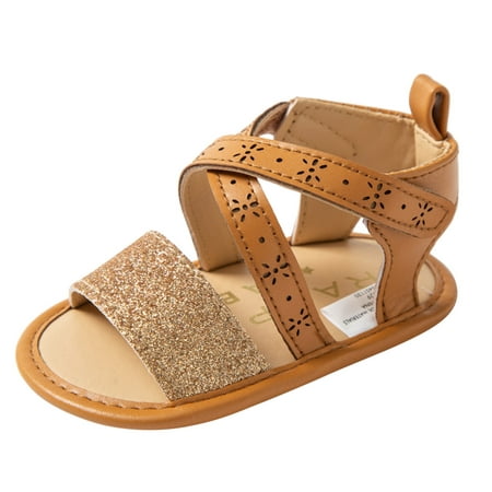 

Walking Rubber Non-Slip Soft Shoes Sole Flat Baby Girls Sandals Flash Fine Baby Shoes