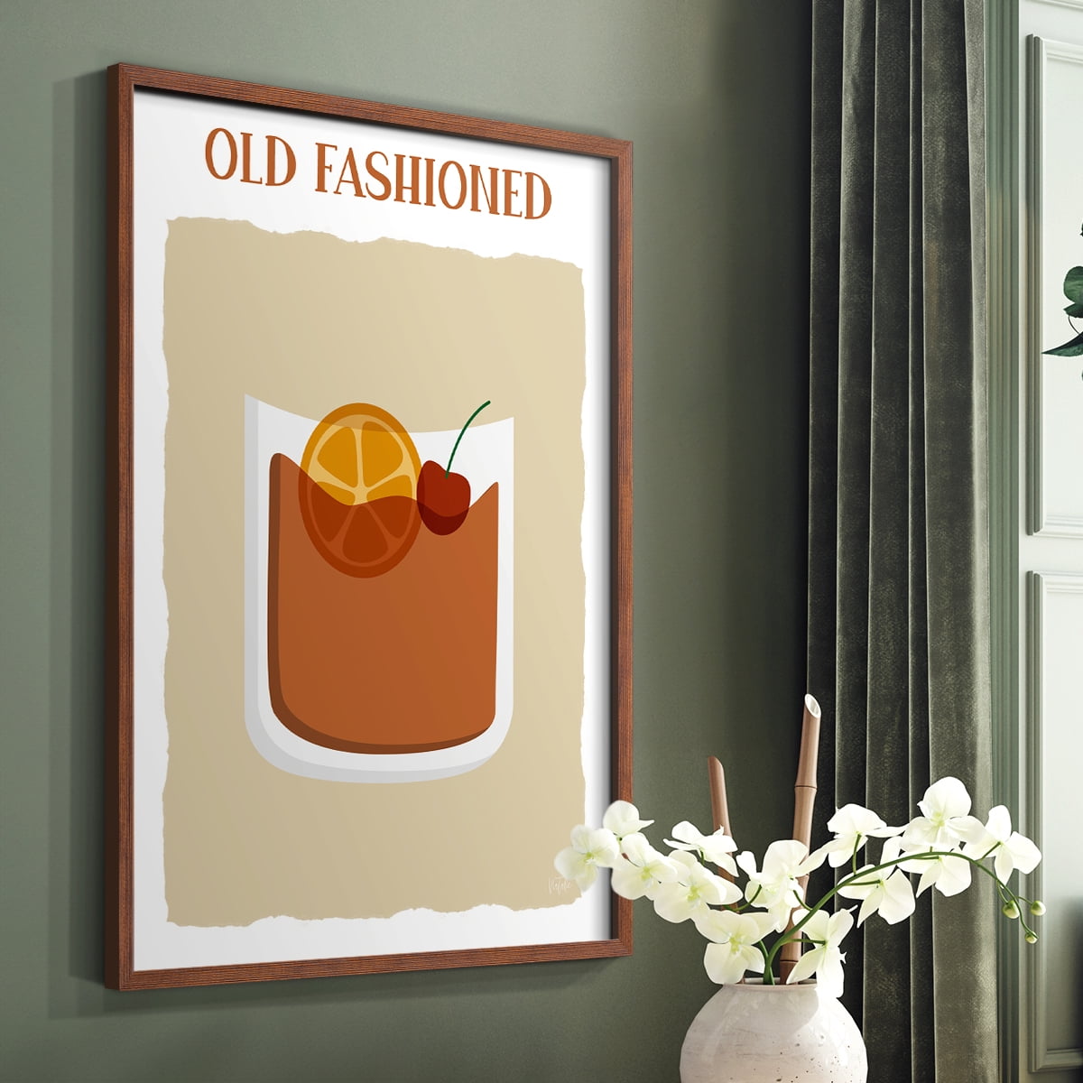 Old Fashioned in Brown Solid Wood 11 x 14 Framed Print