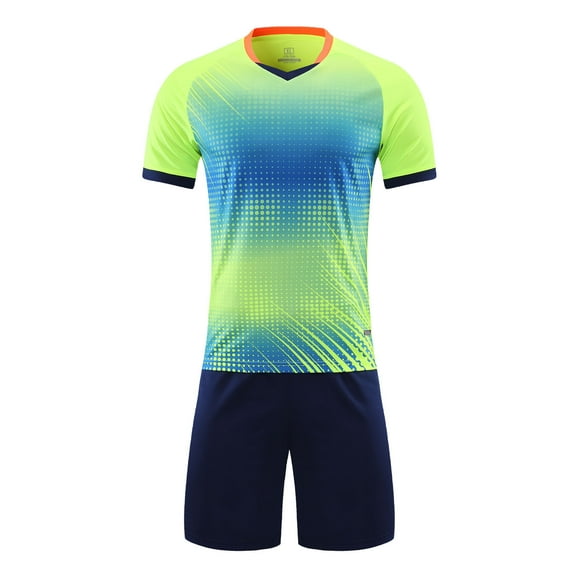 Doomiva Kids Boys Girls Soccer Basketball Uniform Jerseys Outfits Practice Sports Shirts and Shorts Fluorescent_Green 4XS
