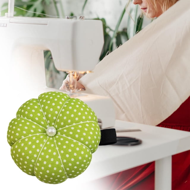 Durable Wrist Pin Cushion with Elastic Strap for Embroidery Home Sewing Tool Green