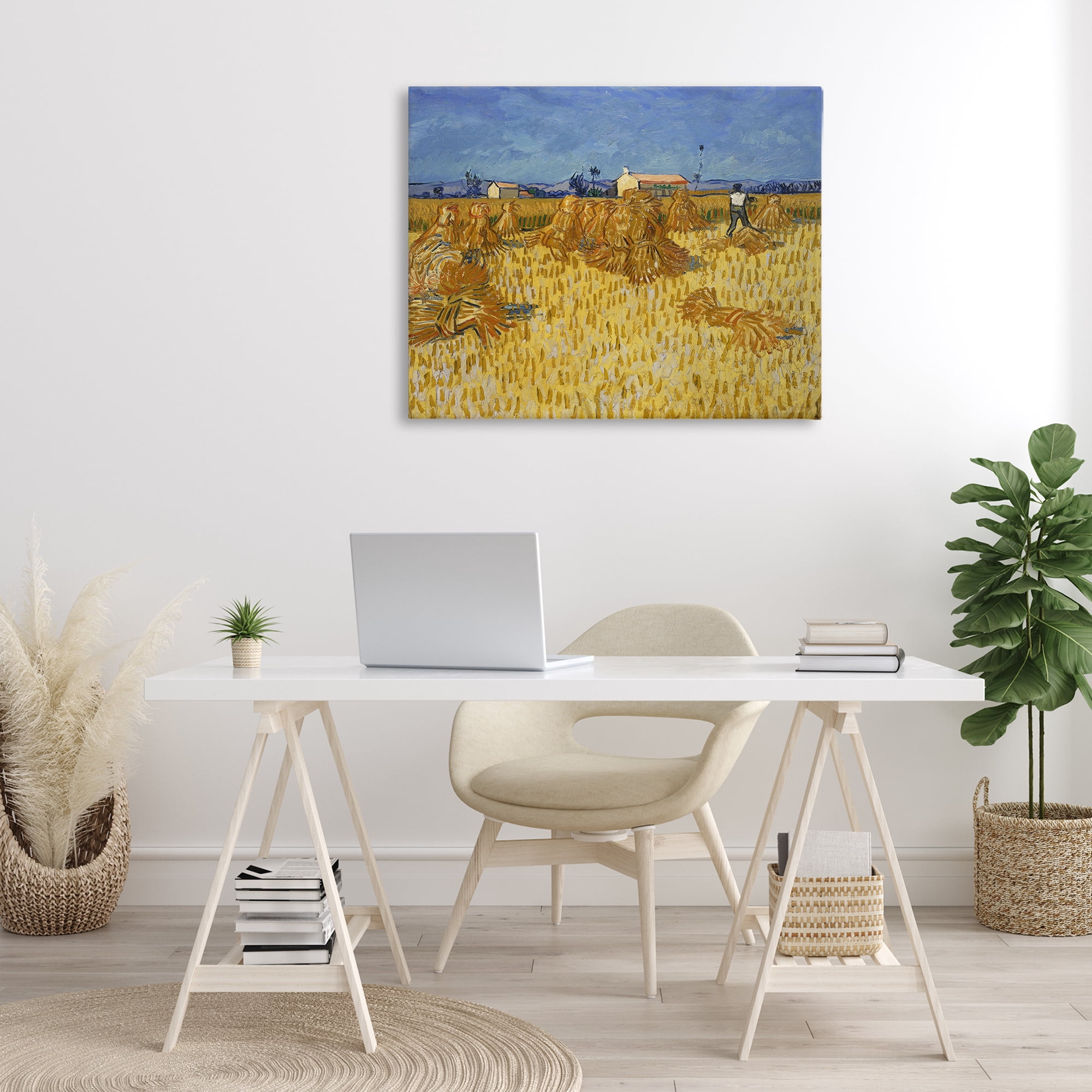 Stupell Industries Van Gogh Corn Harvest Landscape & Nature Painting Wrapped Canvas Art Print Wall Art, 40 x 30