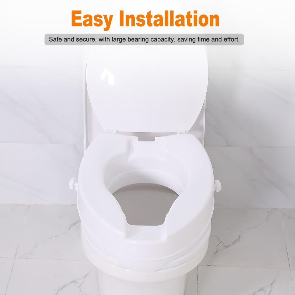 Yosoo 10cm Elevated Adjustable Detachable Raised Toilet Seat With Lid White, Disability Aid