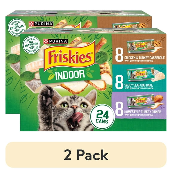 (2 pack) Purina Friskies Variety Pack, Wet Cat Food, 5.5 oz Cans, 24 Pack