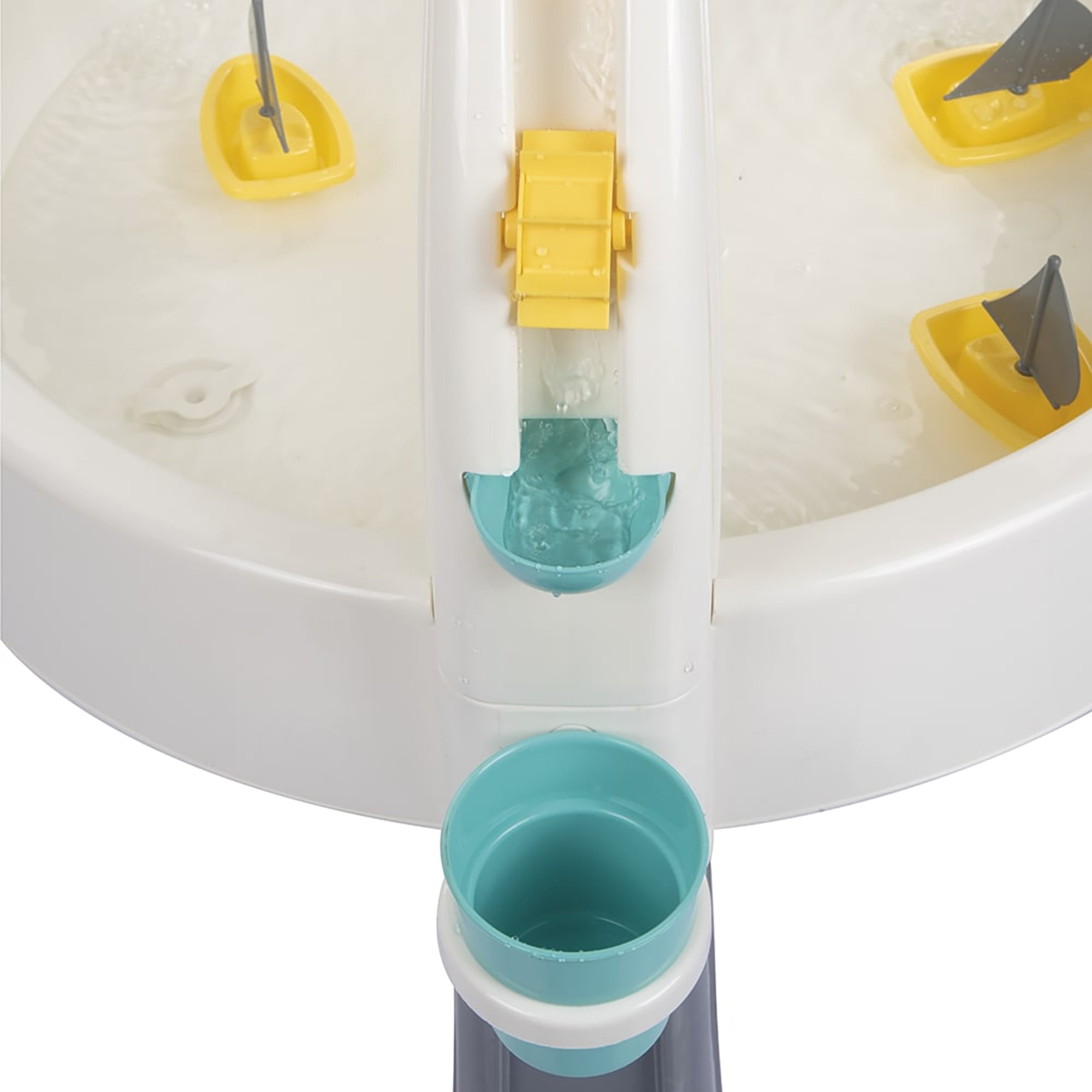 Dolu: Fun Fountain Water Table: White, Green, Yellow - Sand & Water Activity Table, Indoor/Outdoor, Durable Plastic, Sensory Toy, Toddler Kids Ages 2+