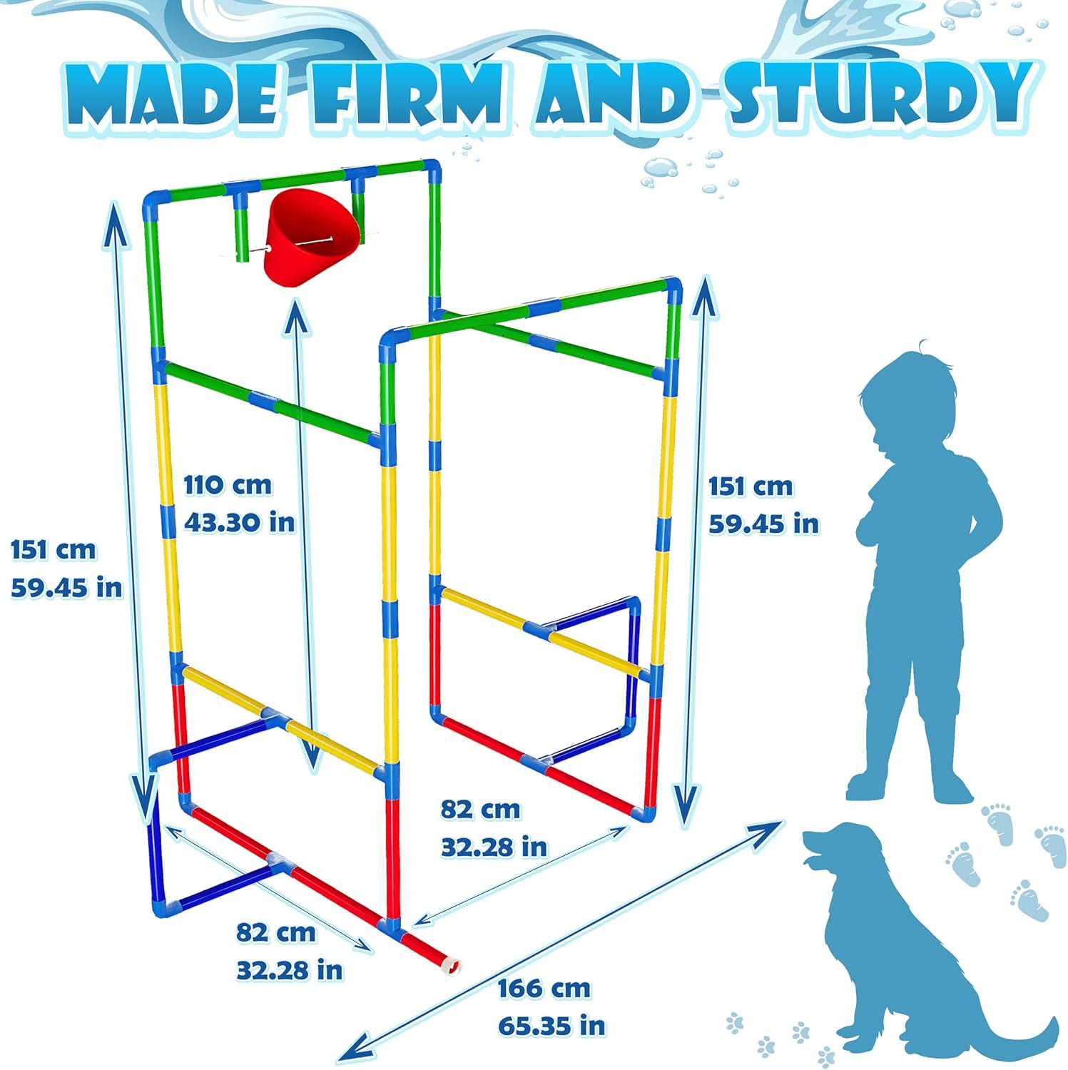 Kids Water Park Sprinkler Tunnel with Dunk Bucket for Kids | Outdoor Water Park for Kids Backyard Activity Summer Water Toy for Kids Outside
