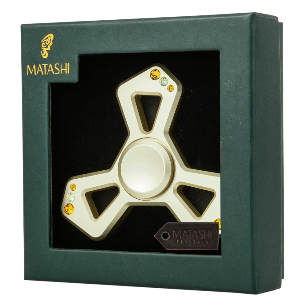 Matashi 24K Gold Plated Triangle Hanging Christmas Tree Ornament with Crystals, Metal Finish, Ribbons Included