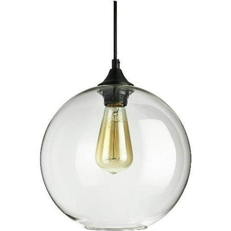 Sunlite 07092 - 1 Light (Medium Screw Base) Matte Black Clear Glass Sphere Pendant Light Fixture (AQF/CG/PD/S)
