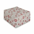 thumbnail image 1 of Christmas Rectangle Pouf, Ornate Snowflakes Pattern in Circles Dots Winter Themed Old Fashioned Print, Foot Stool for Living Room Office Ottoman with Cover, 25", Ruby Pale Grey, by Ambesonne, 1 of 4