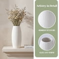 thumbnail image 2 of Unique Bargains Modern Decor Tall Ribbed Flower Vase Matte White 4.1" x 4.1" x 8.7", 2 of 6