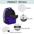 thumbnail image 4 of Purple and Black Wavy Checkered Pattern Backpack for School, Cute School Bag with Adjustable Shoulder Straps and Padded Back, 15.3"x11"x6.7", 4 of 5