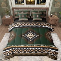 Manfei Hippie Aztec Bedding Comforter Set 7pcs for Female Men,Bohemian Abstract Geometric Queen Bedding Sets Super Cozy,Exotic Style Queen Sheet Sets,Super Cozy Room Decor,Reversible