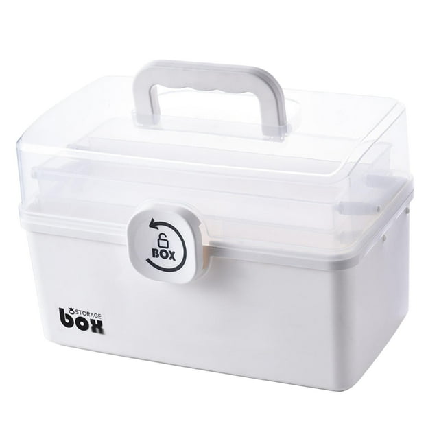 Caja de almacenamiento de plástico, bandeja plegable, kits de primeros de auxilios de , caja para manualidades, suministros de , soporte
