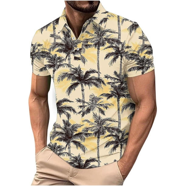 Camisetas de Manga Larga para Hombres Sudadera Casual con Botón Impreso