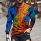 thumbnail image 2 of Camisetas Honeeladyy de manga raglán para hombre, camiseta holgada de cuello redondo con estampado 3D de manga larga para hombre, 2 of 5