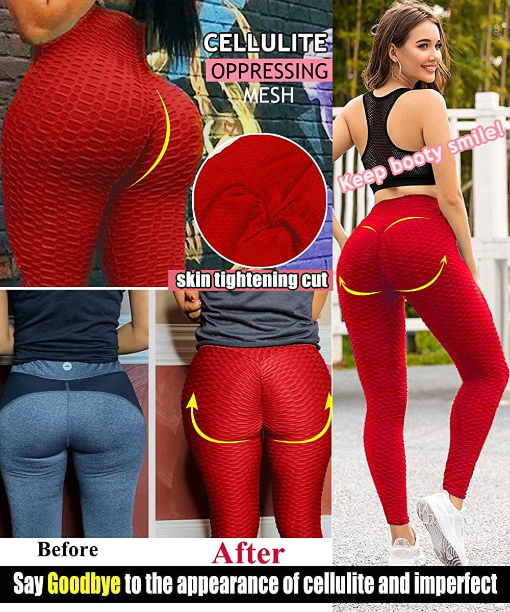 VASLANDA Women's High Waist Honeycomb Textured Yoga Pants Tummy Control  Ruched Butt Lifting Stretchy Workout Push Up Leggings Booty Scrunch Tights  