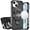 Black, variant on For iPhone 15 Transparent Glitter Rotaional Magnetic Ring Stand HQ Hybrid - Black