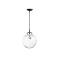 thumbnail image 1 of Meridian M70068ORB 1 Light Mini Pendant - Ribbed Clear with Oil Rubbed Bronze, 1 of 1