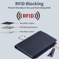 thumbnail image 2 of wqlpp-Small Wallet Women RFID Blocking Leather Credit Card Wallet with ID Window and Zippered Coin Pocket Tassel Cute Wallet, Navy Blue With Key Chain, Modern, 2 of 4