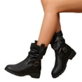 thumbnail image 7 of IEMIEMIEM Women's Mid Calf Ankle Boots Vintage Platform Chunky Buckle Low Block Heel Casual Riding Boots 2026 Fashion Slip On Winter Short Boots 10 Wide Black, 7 of 7