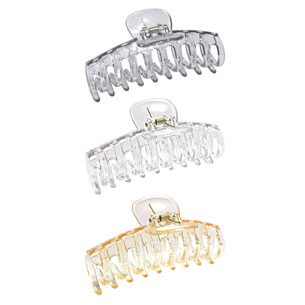 ACCGLORY Clear Hair Claw Clips for Women Thick Hair Crystal Resin Large