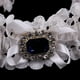 thumbnail image 4 of Liga de encaje nupcial de boda con lazo de cristal de perla azul marino/negro/blanco Colcomx Liga nupcial de la boda, 4 of 7
