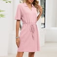 thumbnail image 4 of MYAOYI Housecoat for Women Short Sleeve Turndown Collar Solid Color Home Short Sleepshirts, 4 of 8