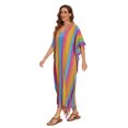 thumbnail image 4 of Beautybatik Multicoloured Women Stripe Caftan Kaftan Loungewear Maxi Plus Size Long Dress 4X, 4 of 5