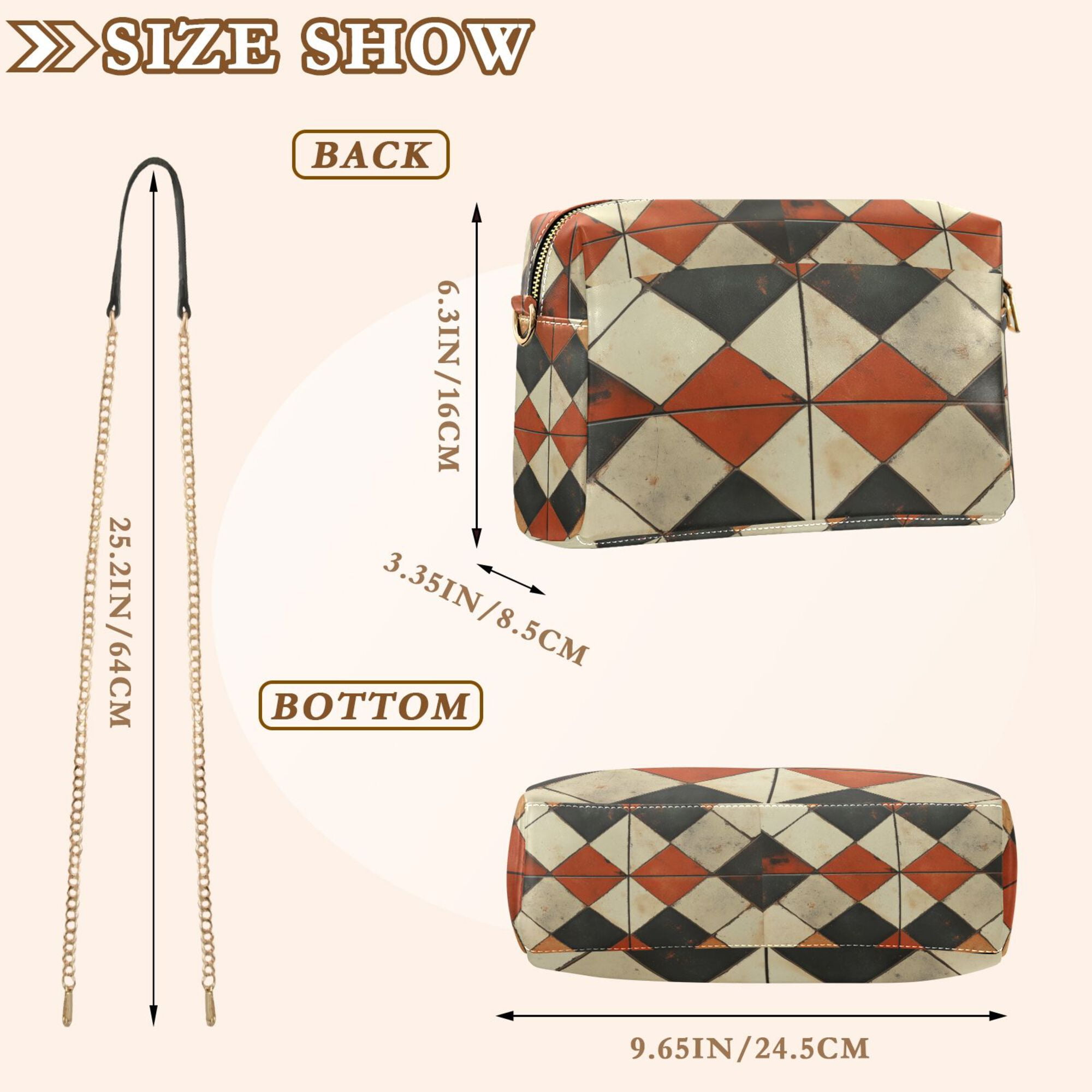 FORMRS Women Crossbody Purse with Chain Strap Vegan Leather Shoulder Handbag, Checkered Pattern