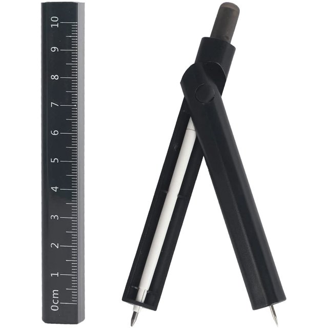 Brújula de dibujo profesional 4 en 1 con bolígrafo borrable, regla, borrador, transportador de lápiz, suministros de brújula para dibujo geométrico, matemáticas, estudiantes de ingeniería