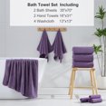 thumbnail image 3 of Beartech 8 Piece Microfiber Bath Towel Set Extra Large Soft Plush Less Lint Bathroom Highly Absorbent Quick Dry Towels-Dark Purple, 3 of 6