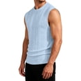 thumbnail image 4 of Sewkxo Men's Knitted Tank Tops Casual Sleeveless Shirt Summer Lightweight Trendy Light Tank Tops,Light Blue 3XL, 4 of 8