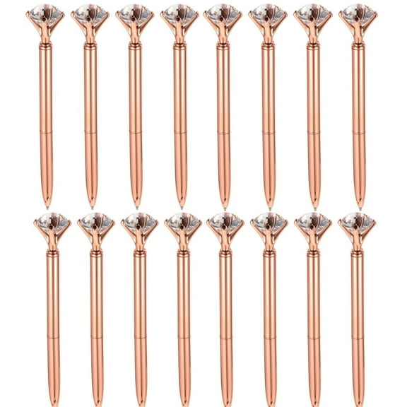 16Pcs Diamond Ballpoint Pen,Black Ink Writing Pen,1.0mm Fine Point Pen,Portable Pockets Signature Pen,Small Metal Twist Pen,Perfect Gift for Christmas Wedding Birthday Rose Gold