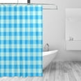 thumbnail image 3 of YFYANG Waterproof Bathroom Shower Curtain, Light Blue Plaid Pattern Shower Curtain Set with Hooks, Home Bathroom Tub Decor - 72 "x72", Plastic Hooks, 3 of 6