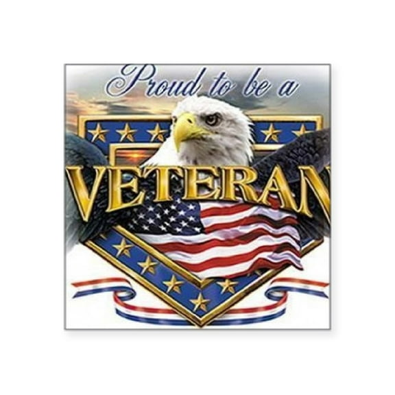CafePress - Veteran Square Sticker 3 X 3 - Square Sticker 3" x 3"