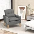 thumbnail image 4 of Gymax 2 Pcs Chaise d'Appoint Mi-Siècle en Tissu de Lin avec Coussin Lombaire Gris, 4 of 9